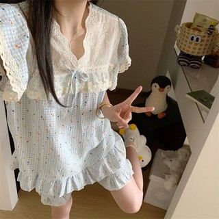 Bộ đồ ngủ ren ren nữ cổ chữ V