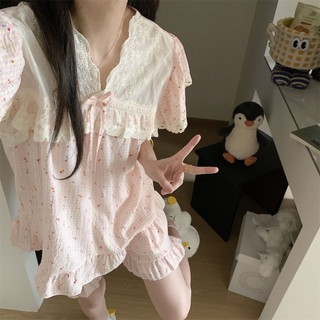 Bộ đồ ngủ ren ren nữ cổ chữ V