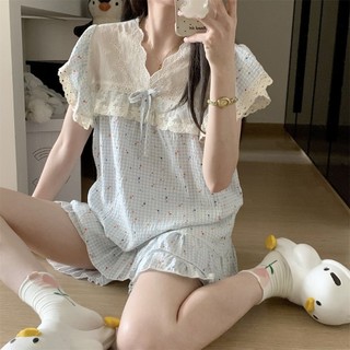 Bộ đồ ngủ ren ren nữ cổ chữ V