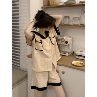 Bộ đồ ngủ cà vạt nơ đơn giản dành cho nữ Bộ trang phục nhà ngọt ngào và rộng rãi