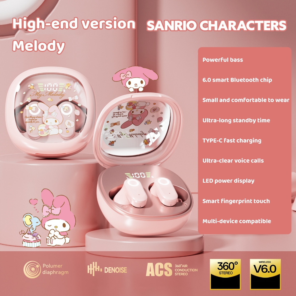 Tai nghe Bluetooth Sanrio J27 In-ear thoải mái khi đeo chip Bluetooth 6.0 cảm ứng thông minh