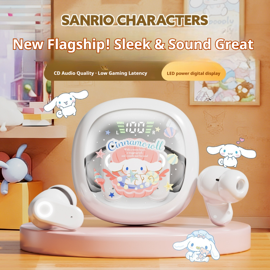 Tai nghe Bluetooth Sanrio J27 In-ear thoải mái khi đeo chip Bluetooth 6.0 cảm ứng thông minh