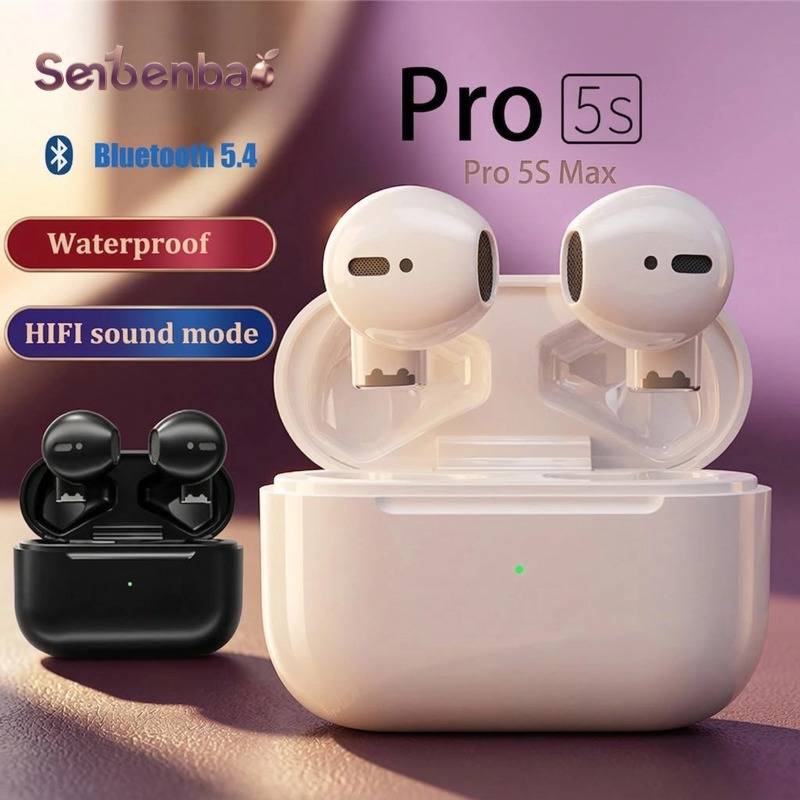 Tai nghe Pro5S TWS 9D, Tai nghe Bluetooth 5.4 chống ồn không dây, Tai nghe điều khiển bằng cảm ứng nhỏ gọn