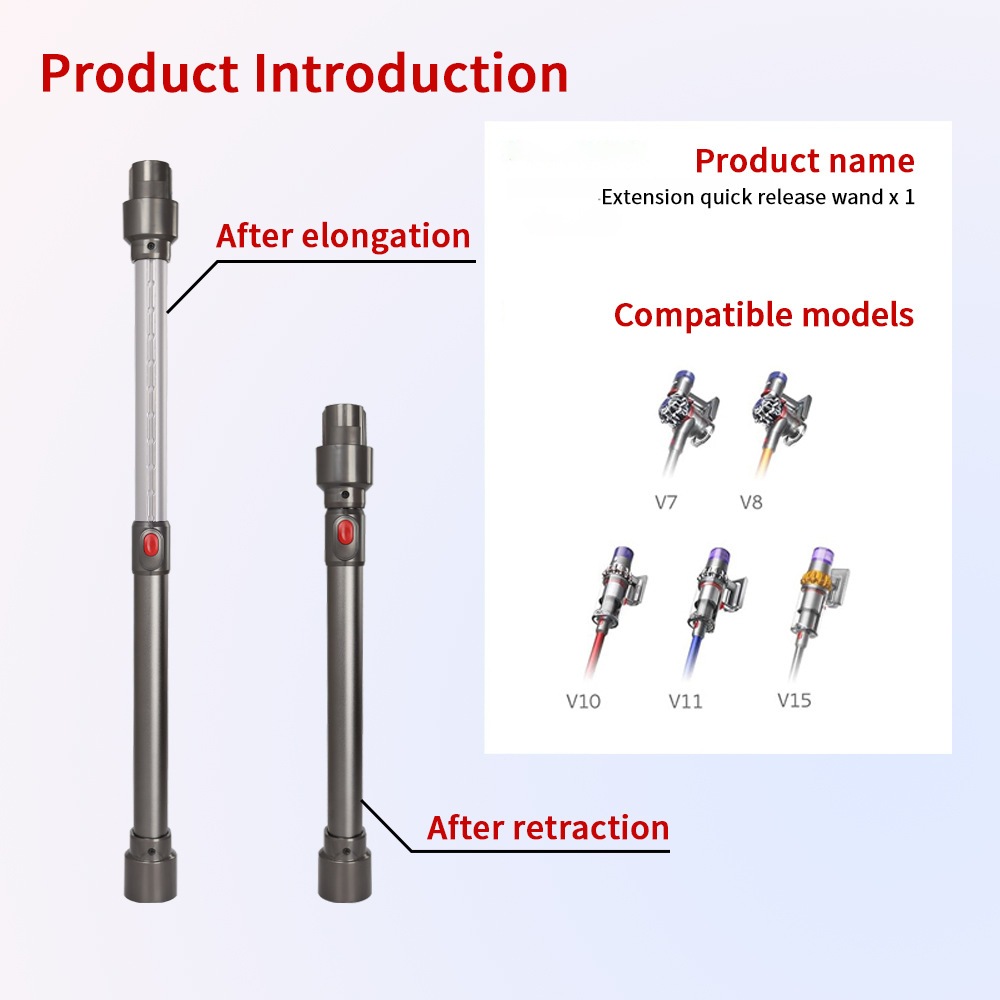 Áp dụng cho máy hút bụi Dyson ống dẫn điện bằng kính thiên văn V7 V8 V10 V11 thanh nối dài ống cong