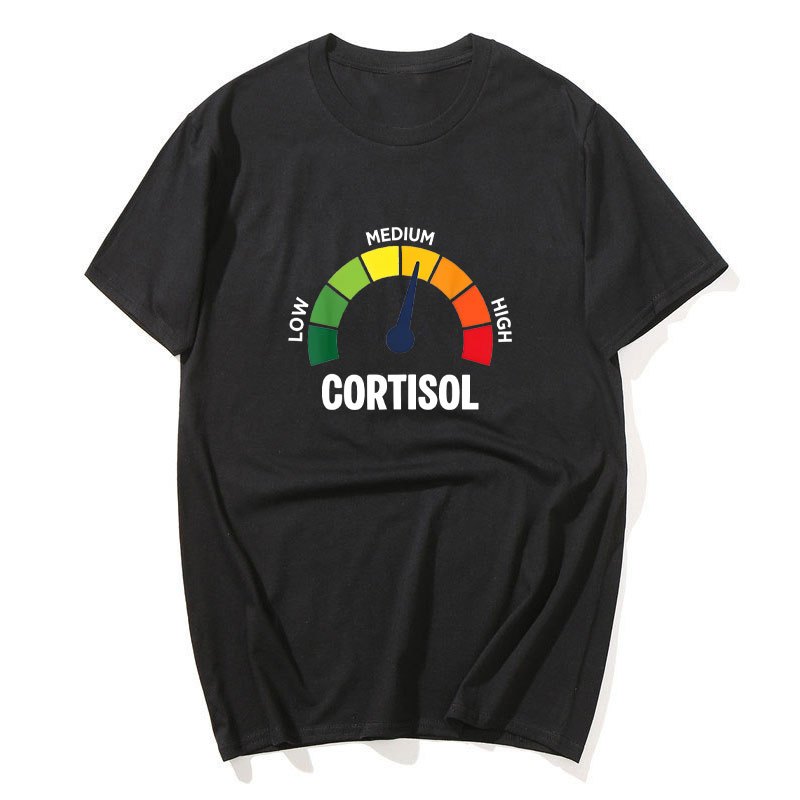 Thấp Cortisol Levels v Meme Áo nam Nữ 100% Cotton Áo Sơ Mi Tay Ngắn