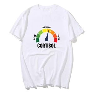 Thấp Cortisol Levels v Meme Áo nam Nữ 100% Cotton Áo Sơ Mi Tay Ngắn