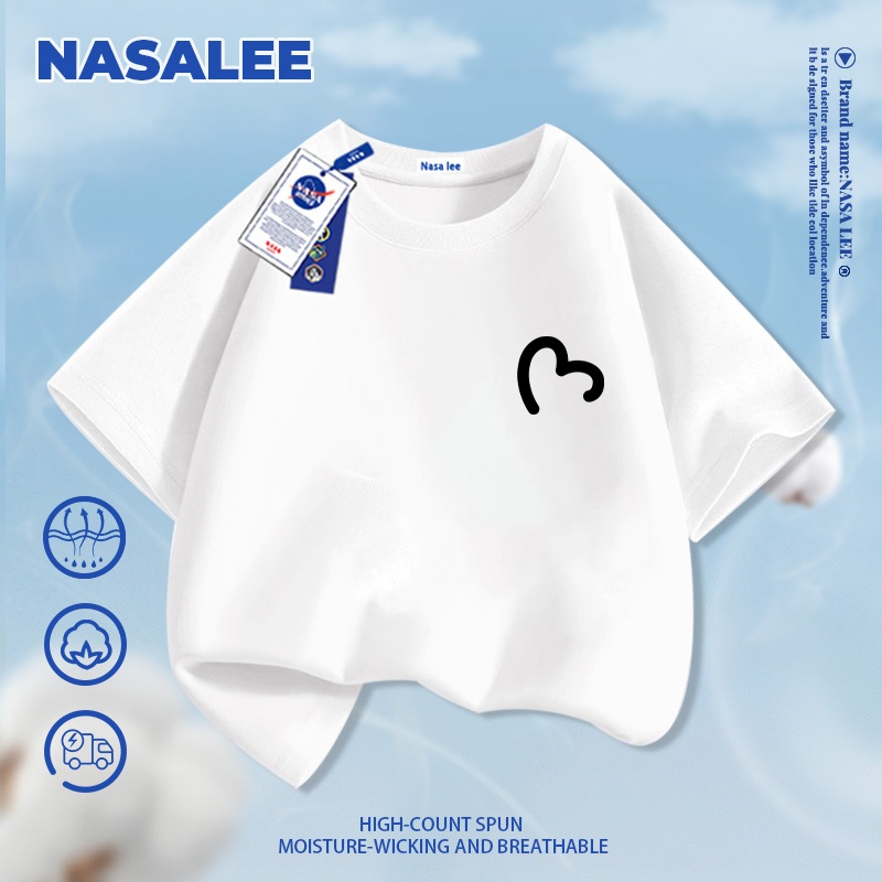Quần short trẻ em NASA màu đen, kiểu mới mùa hè 2026, quần lửng, họa tiết trái tim dễ phối đồ, thoải mái và thoáng mát cho bé trai và bé gái