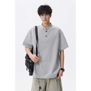 Mỹ Niche Plankton Đẹp Trai Retro Henry Cổ Ngắn Tay Áo polo Nam Nữ Mùa Hè Áo Thun ins Cao Cấp Tất Cả Trận Đấu Top