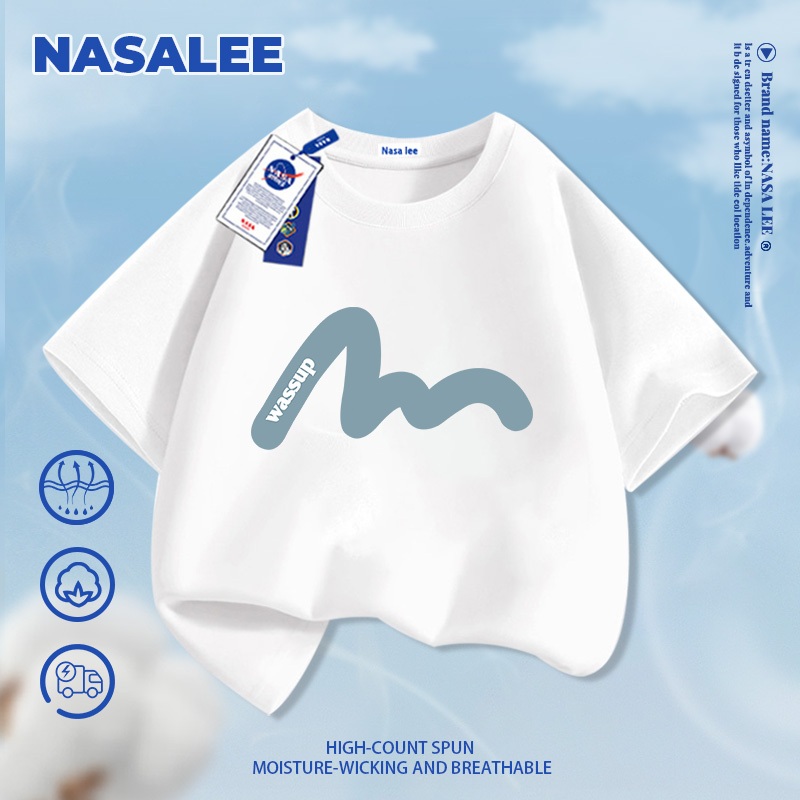 Quần short trẻ em NASA màu đen, họa tiết đường kẻ, phong cách thoải mái, mùa hè 2026, dễ phối đồ cho bé trai và bé gái