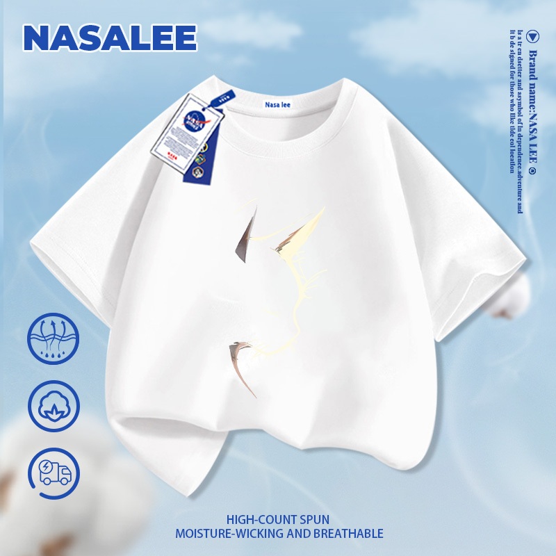 Quần short trẻ em NASA màu đen, họa tiết mèo, phong cách thoải mái, mùa hè 2026, dễ phối đồ cho bé trai và bé gái