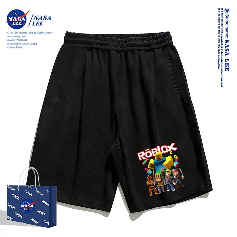 Quần short trẻ em NASA màu đen, họa tiết hoạt hình hè 2026, thoáng mát và thoải mái cho bé trai và bé gái
