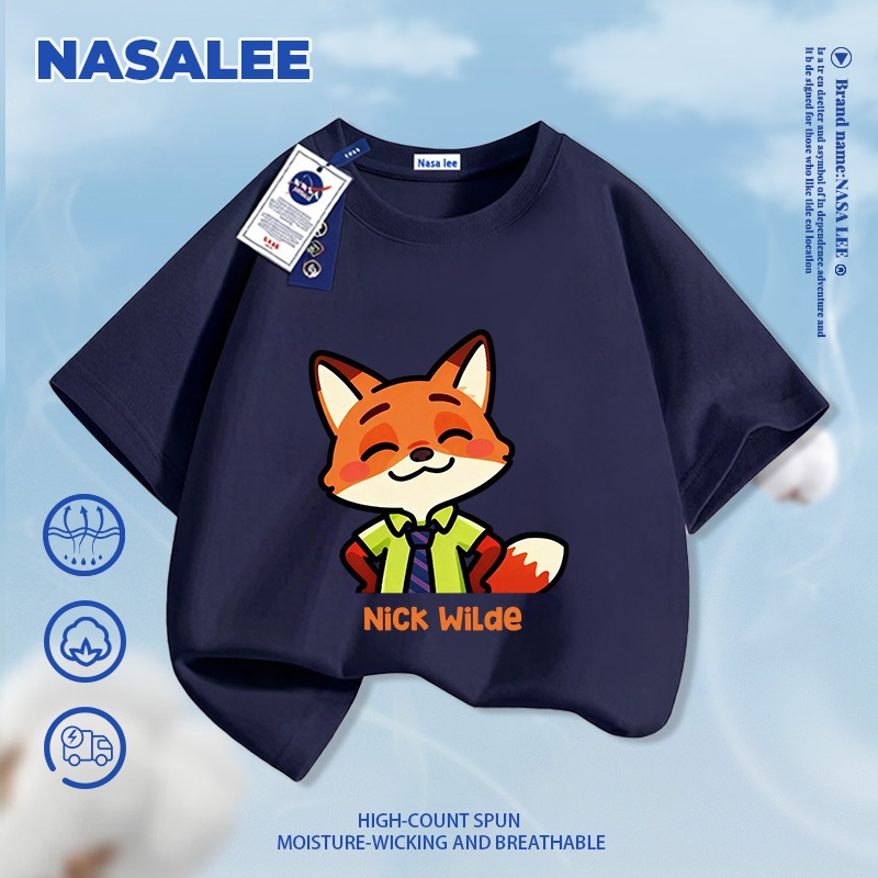 Quần short trẻ em NASA màu đen, họa tiết Nick, mùa hè 2026, thoải mái cho bé trai và bé gái
