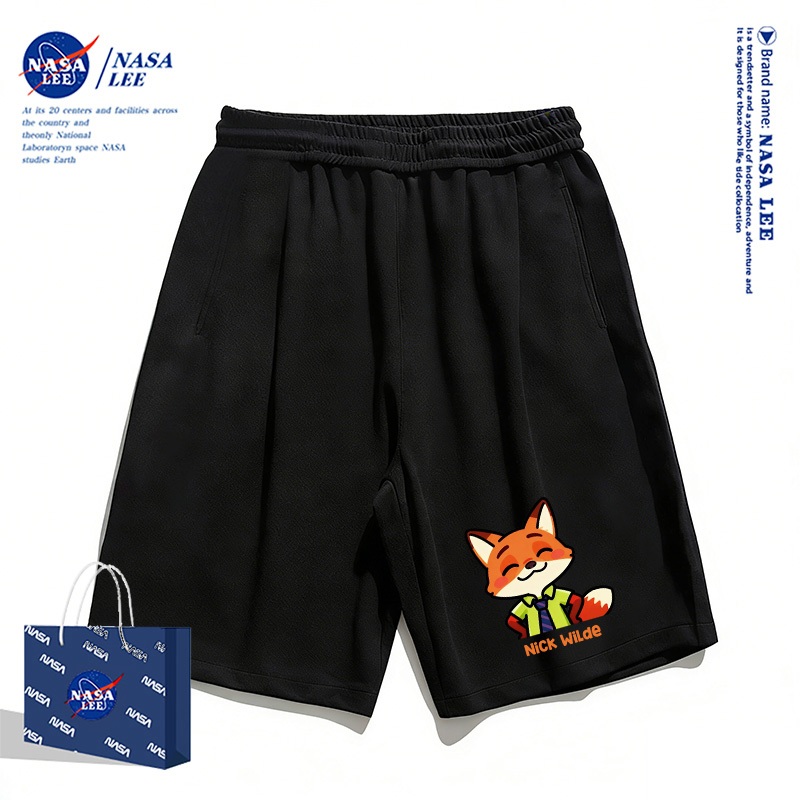 Quần short trẻ em NASA màu đen, họa tiết Nick, mùa hè 2026, thoải mái cho bé trai và bé gái
