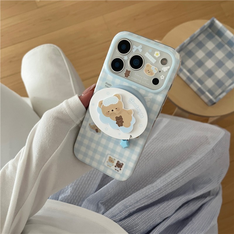 Ốp điện thoại xử lý IMD họa tiết gấu ca rô iphone 17 pro max