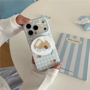 Ốp điện thoại xử lý IMD họa tiết gấu ca rô iphone 17 pro max