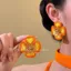 Bông tai cao cấp phong cách ngày lễ với họa tiết hoa cam