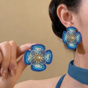 Bông tai cao cấp phong cách ngày lễ với họa tiết hoa cam