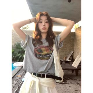 Áo thun nữ cổ tròn tay ngắn 100% cotton in hình ngộ nghĩnh