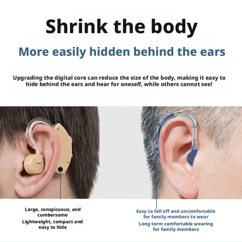 Máy trợ thính over-ear có thể sạc lại, bộ khuếch đại âm thanh khử tiếng ồn cho người già, thích hợp để sử dụng trên cả hai tai