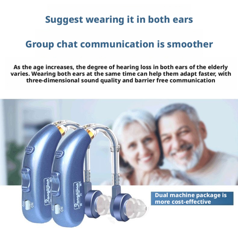 Máy trợ thính over-ear có thể sạc lại, bộ khuếch đại âm thanh khử tiếng ồn cho người già, thích hợp để sử dụng trên cả hai tai