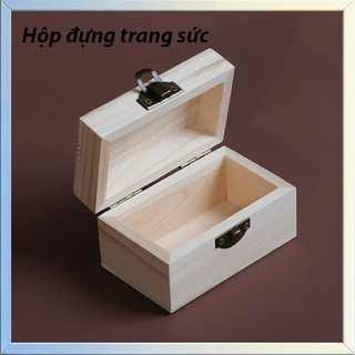 Hộp đựng trang sức hộp đựng đồ Hộp đựng đồ bằng gỗ mini hộp đựng trang sức có khóa hộp gỗ đựng đồ
