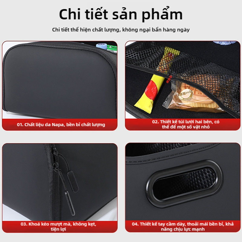 Hộp lưu trữ ô tô đa chức năng bằng da SEAMETAL, Hộp lưu trữ mở lớn bên hành khách, Hộp sắp xếp thân xe dung tích lớn
