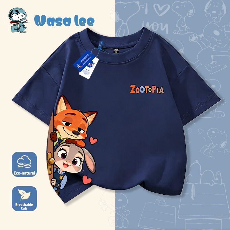 Áo thun tay ngắn trẻ em NASA Zootopia - Hàng mới hè, cotton thoáng mát, unisex.