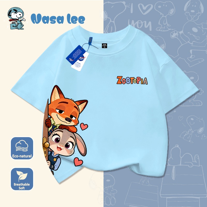 Áo thun tay ngắn trẻ em NASA Zootopia - Hàng mới hè, cotton thoáng mát, unisex.