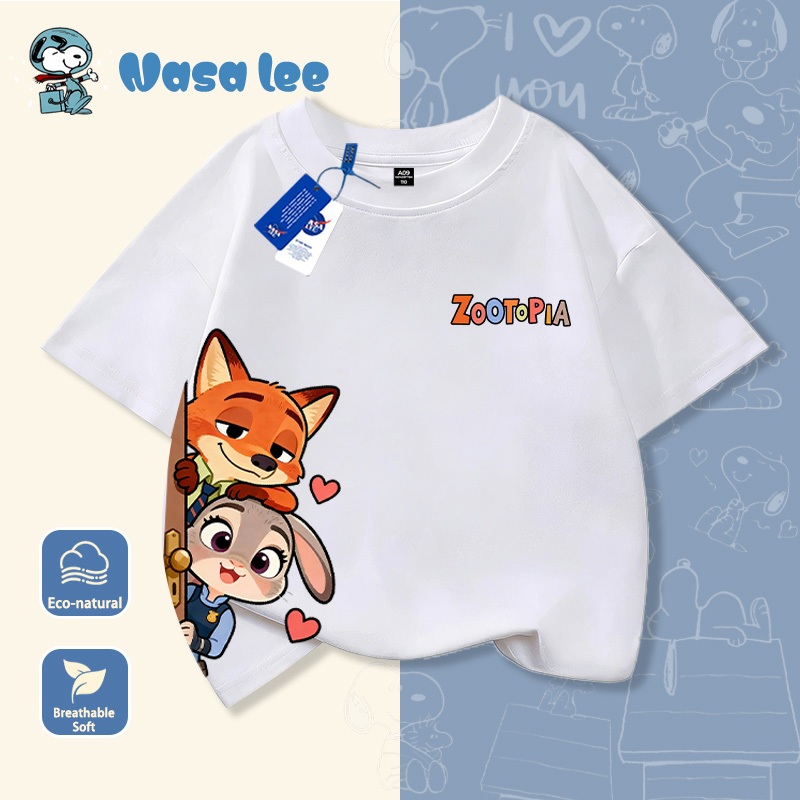 Áo thun tay ngắn trẻ em NASA Zootopia - Hàng mới hè, cotton thoáng mát, unisex.