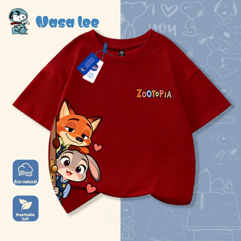 Áo thun tay ngắn trẻ em NASA Zootopia - Hàng mới hè, cotton thoáng mát, unisex.