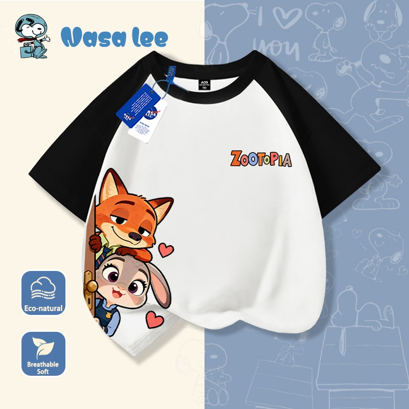 Áo thun tay ngắn trẻ em NASA Zootopia - Hàng mới hè, cotton thoáng mát, unisex.