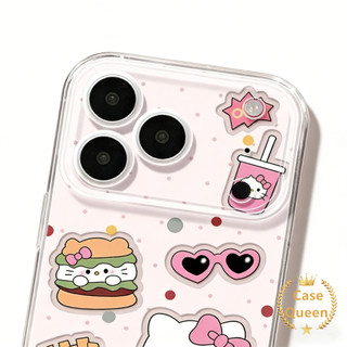 Ốp Lưng Cho IPhone Air 17 16 15 11 12 13 14 Pro Max XS XR X Max 8 16 7 15 14 Plus SE 2020 Graffiti Nhiều Màu Sắc Hoạt Hình Thực Phẩm Dễ Thương Mèo Kitty Trong Suốt Bìa Mềm
