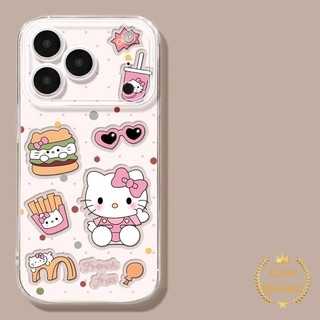 Ốp Lưng Cho IPhone Air 17 16 15 11 12 13 14 Pro Max XS XR X Max 8 16 7 15 14 Plus SE 2020 Graffiti Nhiều Màu Sắc Hoạt Hình Thực Phẩm Dễ Thương Mèo Kitty Trong Suốt Bìa Mềm