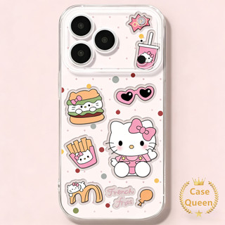 Ốp Lưng Cho IPhone Air 17 16 15 11 12 13 14 Pro Max XS XR X Max 8 16 7 15 14 Plus SE 2020 Graffiti Nhiều Màu Sắc Hoạt Hình Thực Phẩm Dễ Thương Mèo Kitty Trong Suốt Bìa Mềm