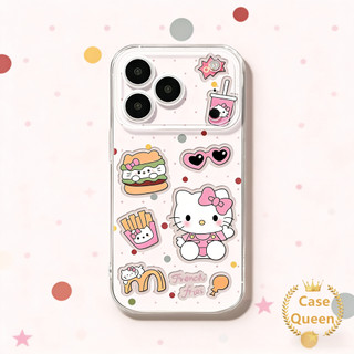Ốp Lưng Cho IPhone Air 17 16 15 11 12 13 14 Pro Max XS XR X Max 8 16 7 15 14 Plus SE 2020 Graffiti Nhiều Màu Sắc Hoạt Hình Thực Phẩm Dễ Thương Mèo Kitty Trong Suốt Bìa Mềm