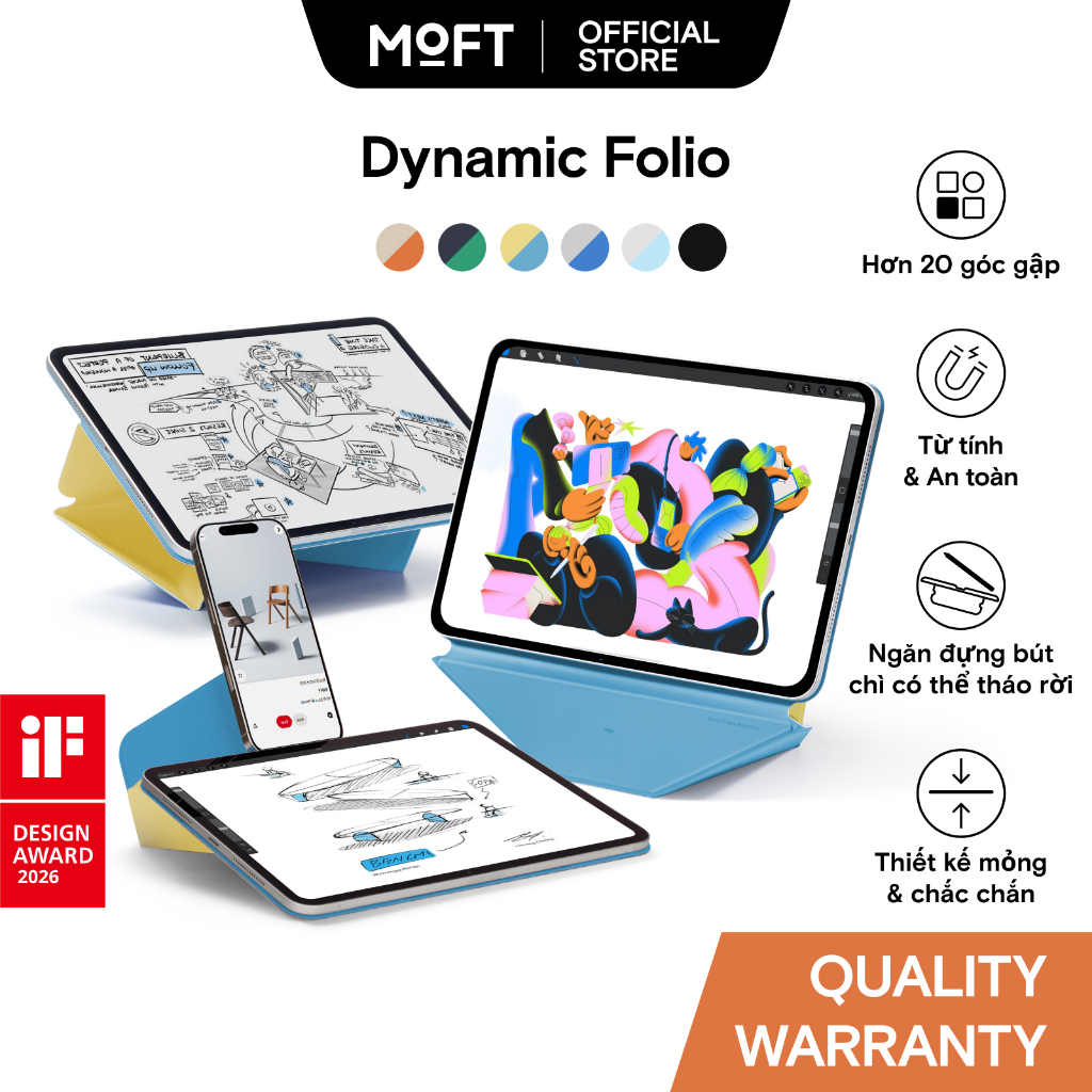 mini + penholder] MOFT Dynamic Folio cho iPad mini 6 ~ 7gen (2025