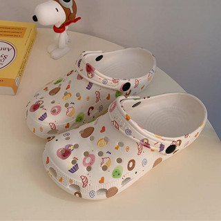 XIXITIAO Sandal Đế Bằng Nữ 2026 Họa Tiết Hoạt Hình Dễ Thương Kiểu Dáng Đế Xuồng Thích Hợp Cho Mùa Hè