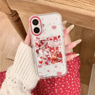 Ốp điện thoại PC họa tiết hoạt hình dâu tây cho iphone 17 pro max