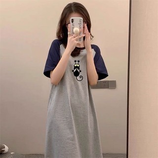 Váy ngủ hoạt hình dáng rộng từ vừa đến dài, thoáng khí cho nữ mùa hè