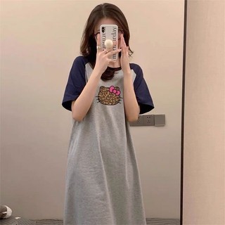 Váy ngủ hoạt hình dáng rộng từ vừa đến dài, thoáng khí cho nữ mùa hè