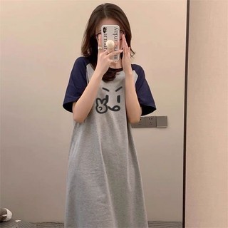 Váy ngủ hoạt hình dáng rộng từ vừa đến dài, thoáng khí cho nữ mùa hè