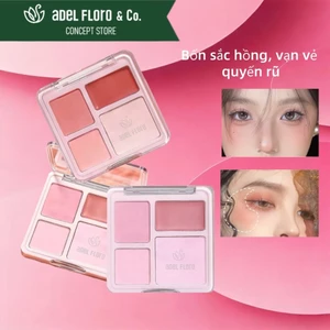 🍑【Adel Floro &Co.】Bảng Phấn Má Hồng 4 Màu| Tạo Khối Nhẹ, Highlight Tự Nhiên, Mịn Không Vón &Lâu Trôi