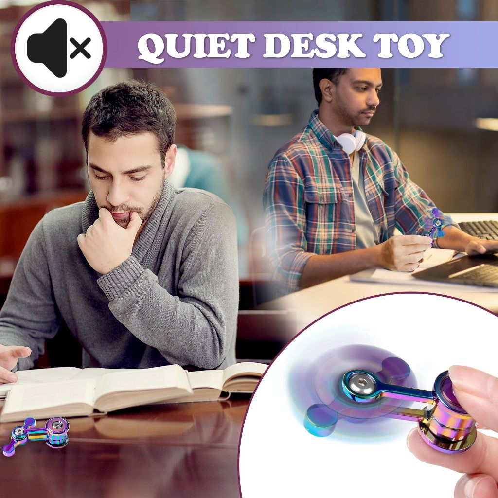 1PC Rainbow EDC Chaos Pendulum Fidget Spinner | Đồ chơi giảm căng thẳng bằng kim loại | Con quay hồi chuyển giải nén mạ điện màu ngẫu nhiên