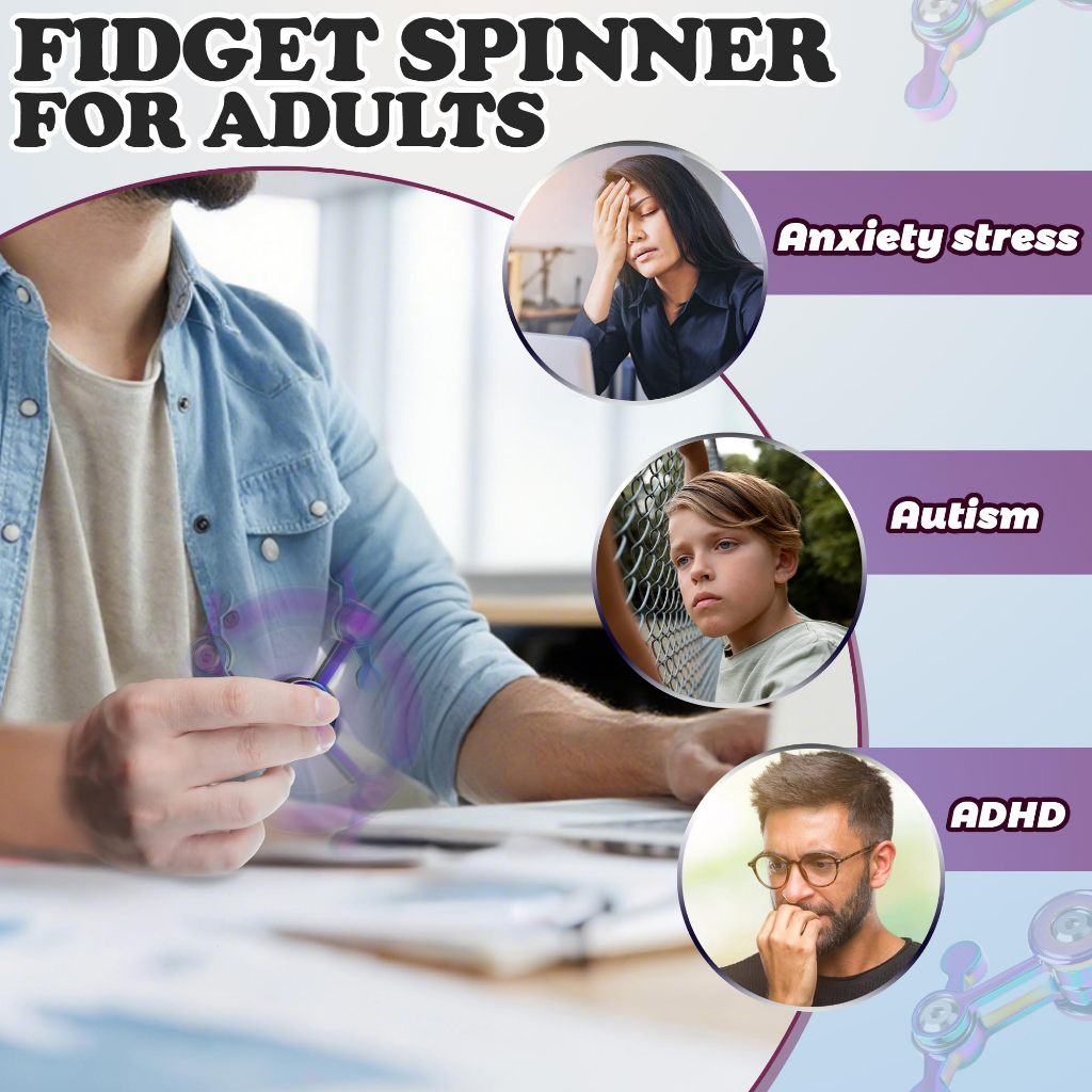 1PC Rainbow EDC Chaos Pendulum Fidget Spinner | Đồ chơi giảm căng thẳng bằng kim loại | Con quay hồi chuyển giải nén mạ điện màu ngẫu nhiên