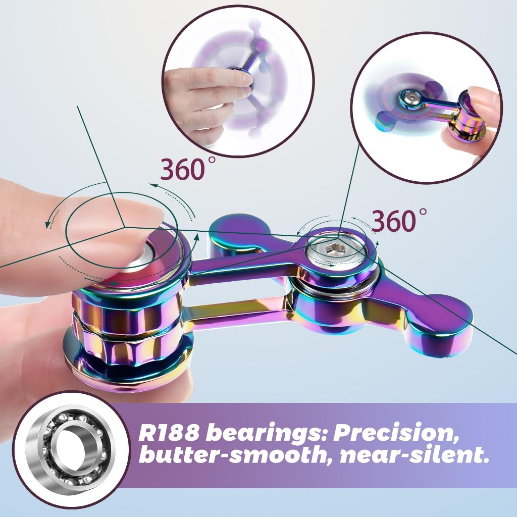 1PC Rainbow EDC Chaos Pendulum Fidget Spinner | Đồ chơi giảm căng thẳng bằng kim loại | Con quay hồi chuyển giải nén mạ điện màu ngẫu nhiên