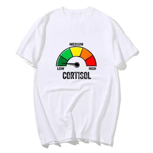 Ngộ nghĩnh Thấp Cortisol Cấp Meme Áo nam Nữ 100% Cotton Áo Sơ Mi Tay Ngắn