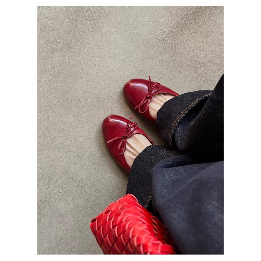 Giày Nữ Flat Mary Jane 2026 Giày Ba Lê Chống Trơn Trượt Màu Đỏ Giày Đơn Nữ
