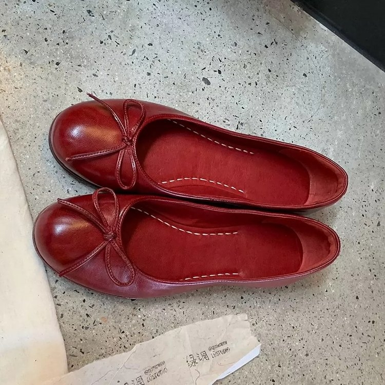 Giày Nữ Flat Mary Jane 2026 Giày Ba Lê Chống Trơn Trượt Màu Đỏ Giày Đơn Nữ