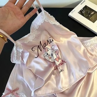 Bộ đồ ngủ yếm hoạt hình nữ quần short ren viền nhà