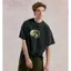 26SS Nhím Kiwi In Vintage Giặt Đau Khổ Áo Thun Tay Ngắn Thường Ngày